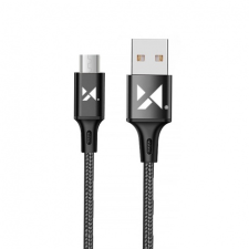 MG kábel USB / micro USB 2.4A 1m, fekete kábel és adapter