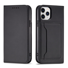 MG Magnet bőr könyvtok iPhone 12, fekete tok és táska