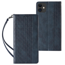 MG Magnet Strap bőr könyvtok iPhone 12, kék tok és táska