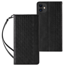 MG Magnet Strap bőr könyvtok iPhone 13, fekete tok és táska
