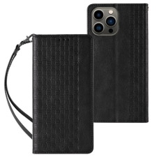 MG Magnet Strap bőr könyvtok iPhone 13 Pro, fekete tok és táska