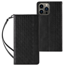 MG Magnet Strap bőr könyvtok iPhone 13 Pro Max, fekete tok és táska