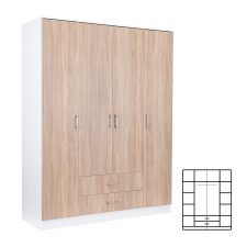  Miami gardróbszekrény 160x205 cm sonoma tölgy-fehér bútor