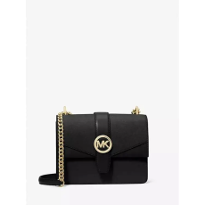 MICHAEL KORS bőrtáska, fekete crossbody Greenwich