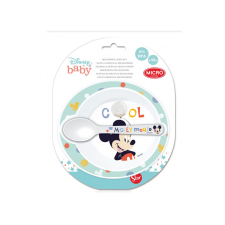 Mickey baba mikrózható műanyag mélytányér és kanál babaétkészlet