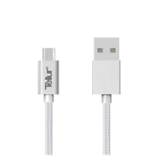 Micro TELLUR TLL155131 USB - micro usb kábel kábel, fonott, 1m, ezüst kábel és adapter