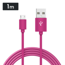 Micro USB töltőkábel 1m - Magenta kábel és adapter