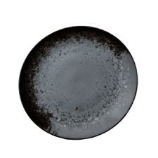 MIJ Nagy lapos tányér Black Pearl, 29 cm tányér és evőeszköz