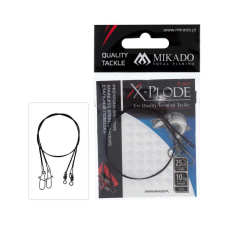 Mikado X-Plode Acél Előke Forgóval 25cm/10kg horgászkiegészítő