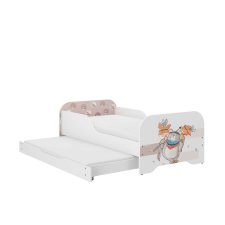  MIKI gyerekágy 160x80cm matraccal és ágyazható ágyneműtartóval benne 140x70 cm matraccal - maci ágy és ágykellék