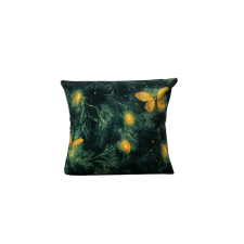  Mikroplüss párnahuzat YELLOW BUTTERFLY 45x45 cm, sötétzöld lakástextília