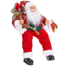  Mikulás ülő zsákkal textil M30cm dekorációs kellék