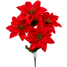  Mikulás virág csokor szatén 5 virágos piros 32cm dekorációs kellék