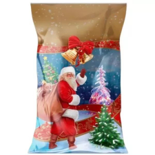  Mikulás zacskó arany mintával - széles, 20 x 35 cm ajándéktasak