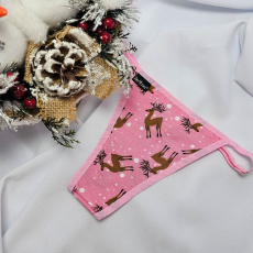  Mikulásos-Karácsonyi TANGA rózsaszín őzikés