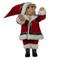  Mikulásruhás maci karácsonyi dekorfigura 26x20x51cm karácsonyi dekoráció