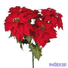  Mikulásvirág 5 ágú bársonyos csokor 37 cm dekorációs kellék
