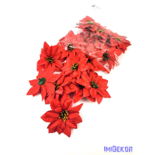  Mikulásvirág selyemvirág fej D13cm - Piros karácsonyi dekoráció