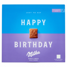 Milka Happy Birthday alpesi tejcsokoládé praliné tejes krémtöltelékkel 20 db 110 g csokoládé és édesség