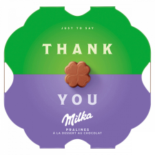 Milka Thank You alpesi tejcsokoládé praliné kakaós krémtöltelékkel 44 g csokoládé és édesség