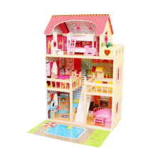 MIM-575 Fa babaház bútorokkal, medencével és világítással ECOTOYS babaház