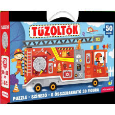 Mimorello Kiadó Tűzoltók - Puzzle, színező, 8 összerakható 3D figura gyermek- és ifjúsági könyv