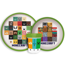 Minecraft csúszásmentes étkészlet, micro műanyag szett babaétkészlet