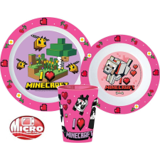 Minecraft étkészlet, micro műanyag szett, pohárral 260 ml babaétkészlet