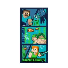 Minecraft Explore fürdőlepedő, strand törölköző 70x140cm (Fast Dry) babatörülköző, kifogó
