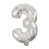  Mini 3-as Silver szám Fólia lufi 31 cm