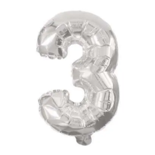  Mini 3-as Silver szám Fólia lufi 31 cm party kellék