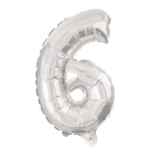 Mini 6-os Silver szám Fólia lufi 35 cm party kellék