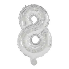  Mini 8-as Silver szám Fólia lufi 33 cm party kellék