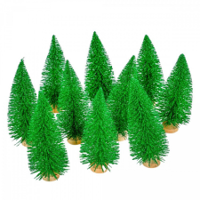 Mini fenyő glitteres fa talpon M15cm 10db-os dekorációs kellék