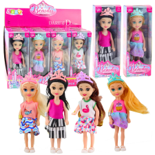  Mini hercegnő baba koronával színes ruhában 14 cm baba