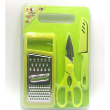 Mini konyhai reszelő+olló+kés , zöld konyhai eszköz