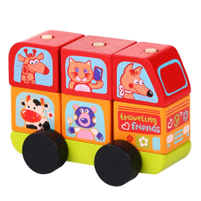  Minibus Vidám Állatkák - Fa Kirakós 7 Darab fajáték