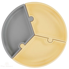 MINIKOIOI Szilikon puzzle tányér, mellow yellow/powder grey | Minikoioi babaétkészlet