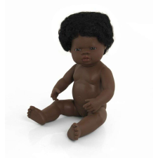 Miniland Hajas baba, 38 cm, ruha nélkül, afrikai lány baba