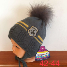  Minimanó téli kötött sapka (42-44) - szürke Miniboy