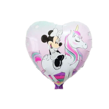 Minnie egér Szív alakú fólia Ballon, Egyszarvú, 50x45 cm party kellék