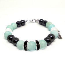  Mint Ice Lolly – Hegyikristály, hematit és jade ásvány karkötő több méretben, ajándékdobozban karkötő
