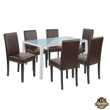  Mira 6+1 étkező garnitúra fehér-barna bútor