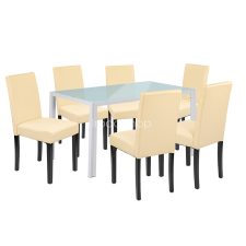 Mira 6+1 étkező garnitúra fehér-bézs bútor