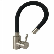 Mixxus SUS-011 REFL BLACK rozsdamentes acél konyhai csaptelep, Egykaros, Csatlakozók mellékelve csaptelep