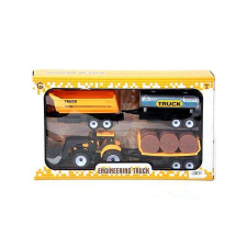 MK Toys Munkagép 3db különböző pótkocsival autópálya és játékautó