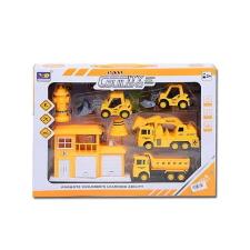 MK Toys Munkagép játékszett 4db járművel autópálya és játékautó