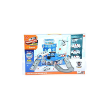 MK Toys Parkolóház rendőrautókkal és kiegészítőkkel kék (MKK185901) autópálya és játékautó