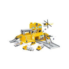 MK Toys Parkolóház sárga teherautókkal autópálya és játékautó