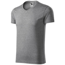  mlf_1461214 Slim Fit V-neck póló férfi sötétszürke melírozott M